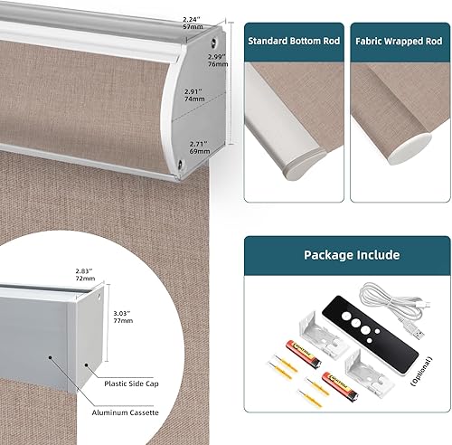 Miniatura 7 de WEFFORT Bouvardia - Persiana enrollable motorizada, 100 % opacas, funciona con Apple Homekit, Alexa, Google Home, control remoto, persianas