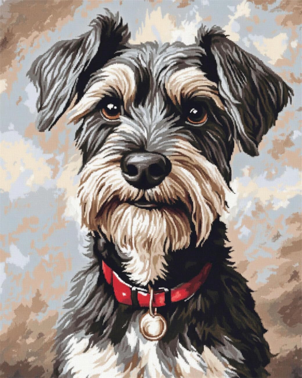 AxiangziK DIY Embroidery Kits Schnauzer Portrait 11CT 40x50cm