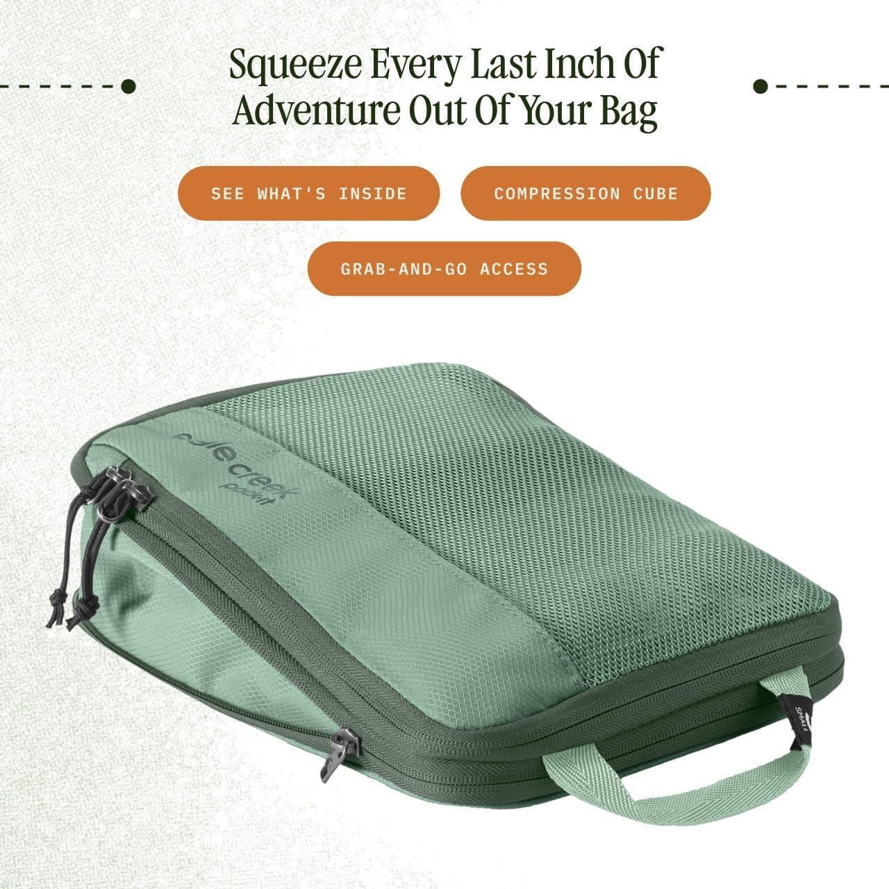Eagle Creek Pack-It Reveal Compression Cube - Compression Packing Cubes for Optimizing Luggage Space - Convenient Top Handle - Self Repairing Zippers - Small - Willow Green