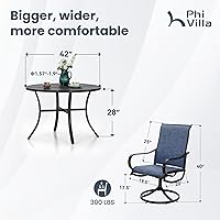 Vista 9 de PHI VILLA Juego de comedor de patio de 5 piezas con 4 sillas de comedor giratorias para exteriores y 1 mesa de comedor redonda grande, silla de tela