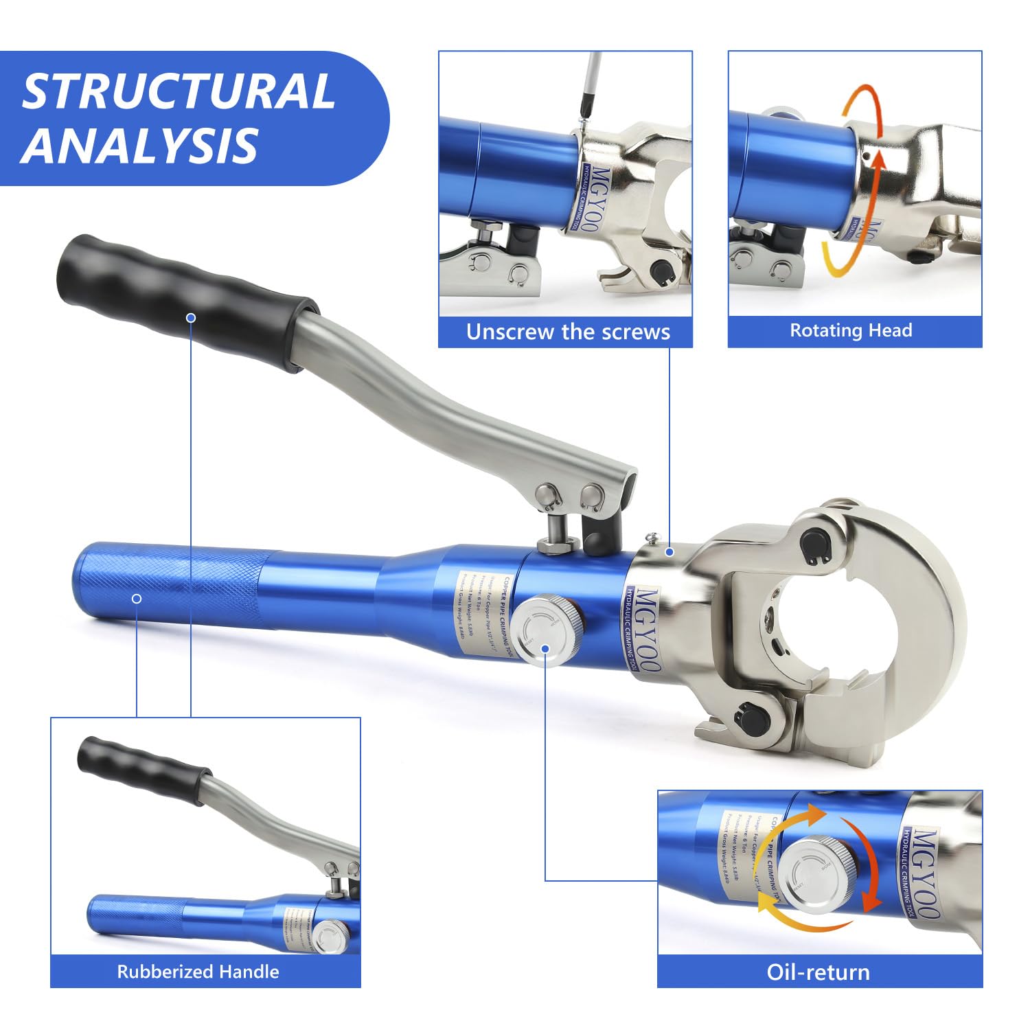 Raccordi Per Tubi In Rame Con Pinza Idraulica Da 1/2", 3/4" E 1", Pinza Idraulica Per Tubi In Rame