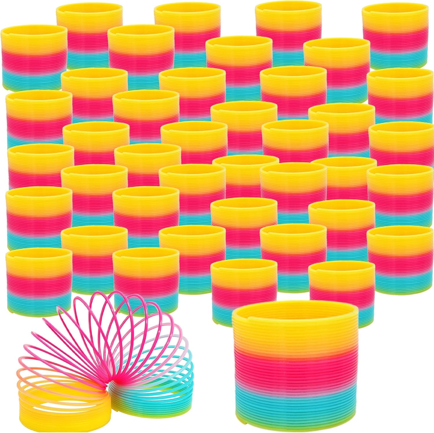 The Dreidel Company Plastic Multicolor Coil Spring, Goody Bag Fillers, Party Favor for Kids, 3" Inches (80mm) (80-Pack)