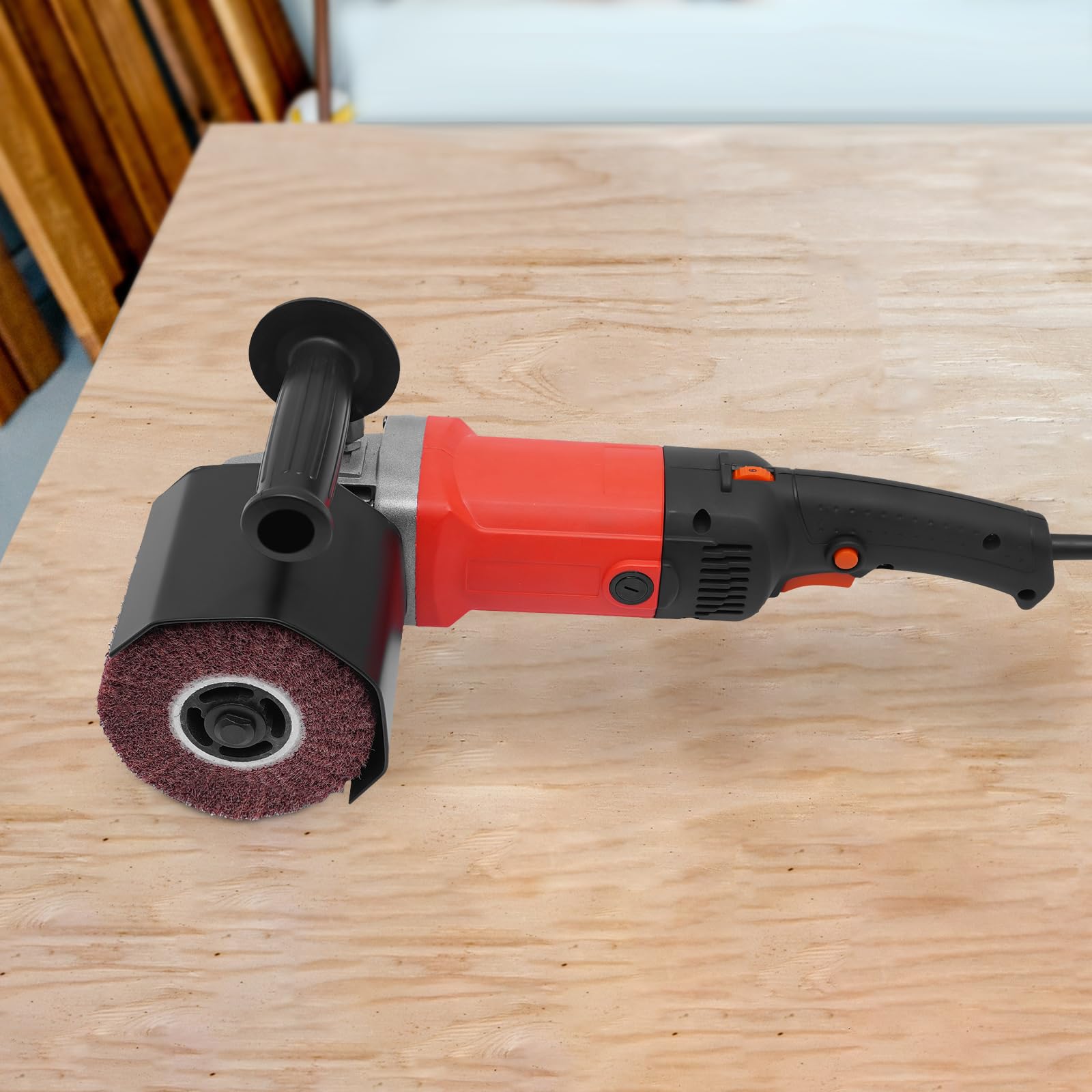 Máquina de satén de 1580 W, 100 a 3000 rpm, lijadora de cepillo de madera con función de lijado en rodillo, cepillo de madera para renovaciones exteriores, pulidora y pulidora, rango de velocidad