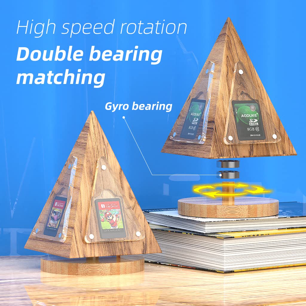 AODUKE Bamboo pyramid Switch cards storage magnetic sliding cover switch card holder Nintendo Switch case NS game card protective cover (4 slot Pyramid)