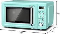 Vista 8 de Horno de microondas retro para encimera SIMOE, microondas pequeño de 0.7 pies cúbicos con función de descongelamiento, 5 niveles de potencia, 8