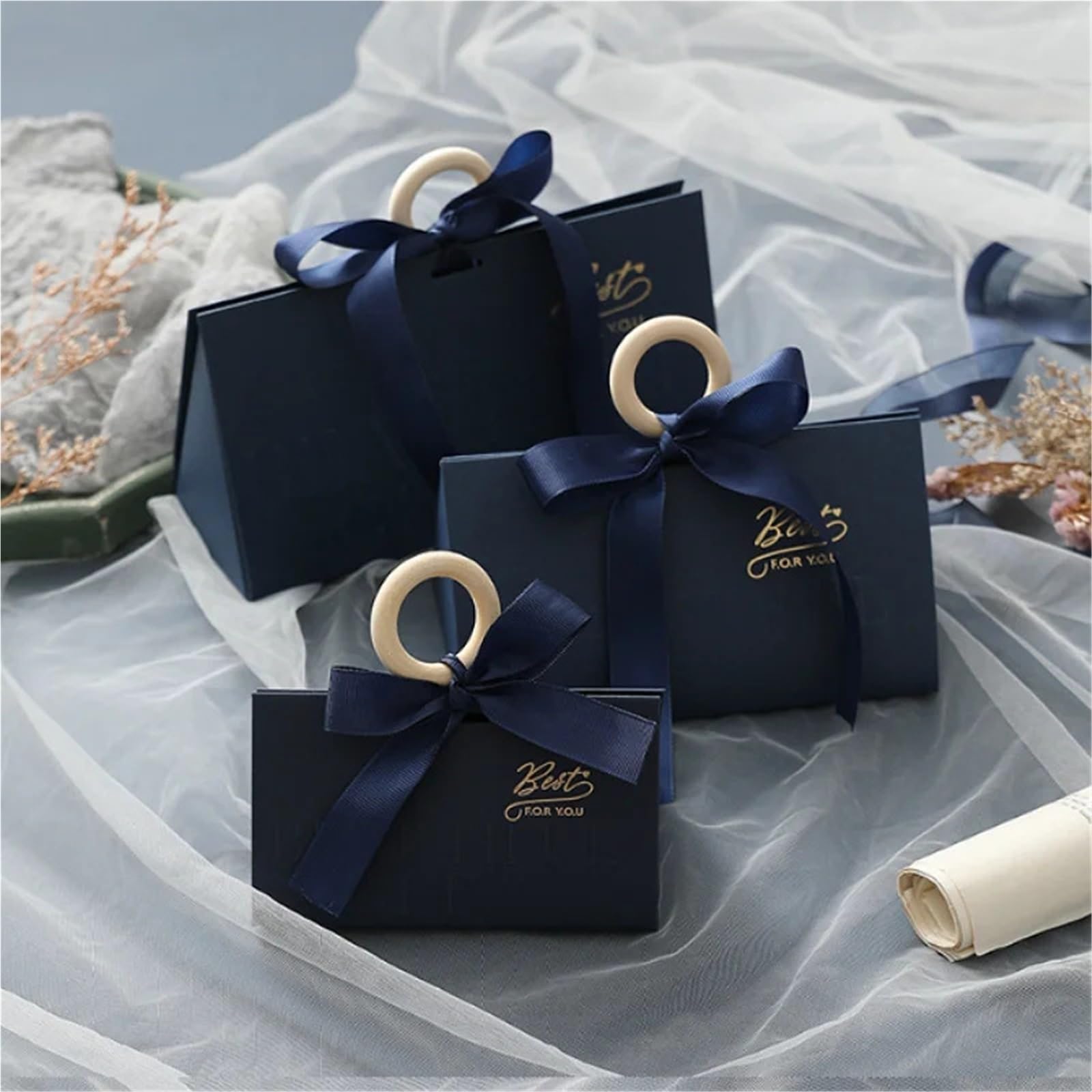 Hochzeits Süßigkeiten Box Dreieck Geschenkbox mit Hand Zeremonie Hochzeit Süßigkeiten Party einfach tragbar(Red,20pcs,21x7x10.5cm)