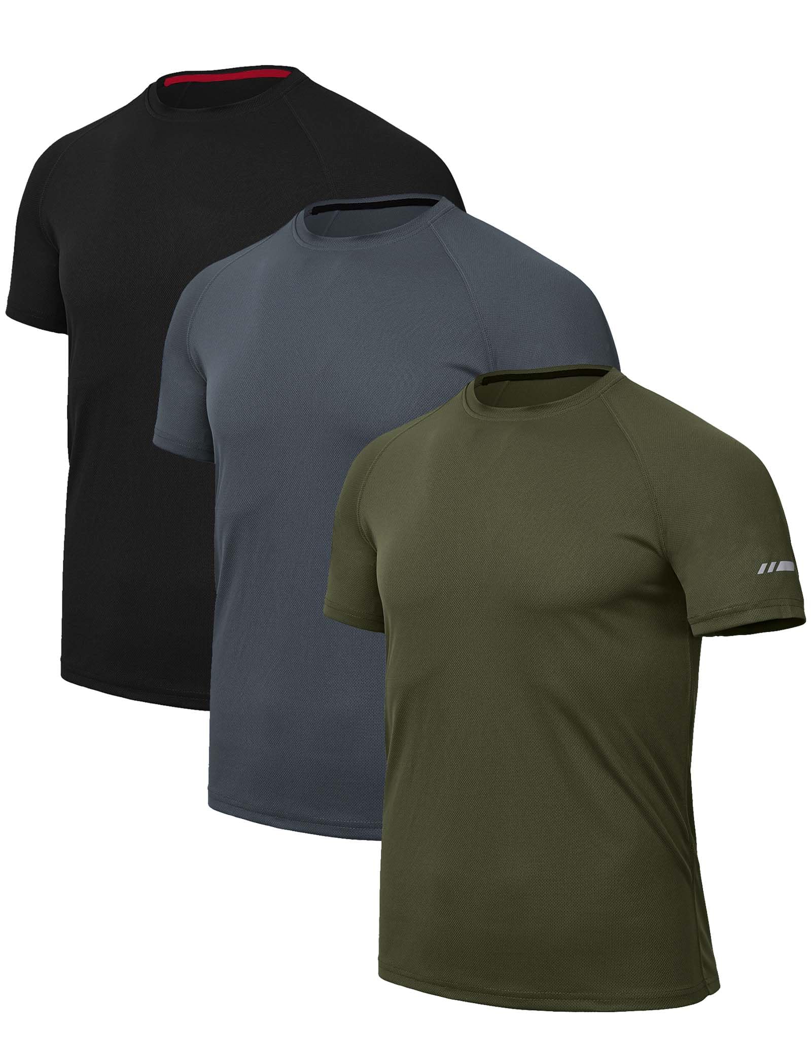 QAYMZUMD3 Pack Men T Shirts Gym T Shirts for Men Running Men's T Shirts Sport Tops for Men Dry-Fit Athletic T Shirts Breathable Activewear Shirts Working Shirt T Shirts for Men UK Multipack