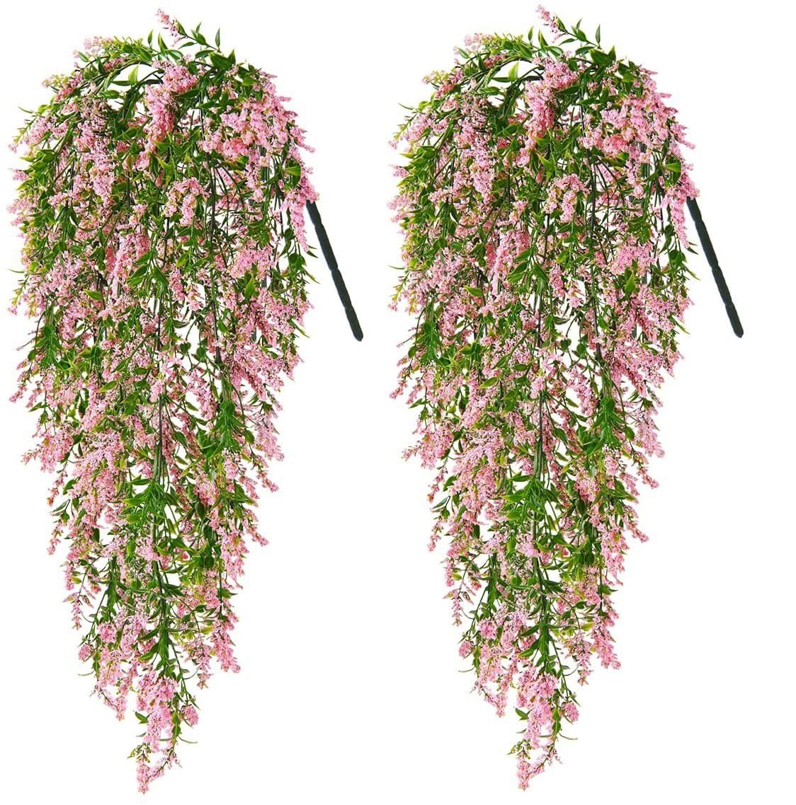Sponsored Ad – AE008-10 2 Pcs Fake Pink Lavender,Artificial Hanging Plants make of Plastic and Bubble,Suitable for Parties Weddings Festive Events and Other Occasions Decorations,55cm(21.6")
