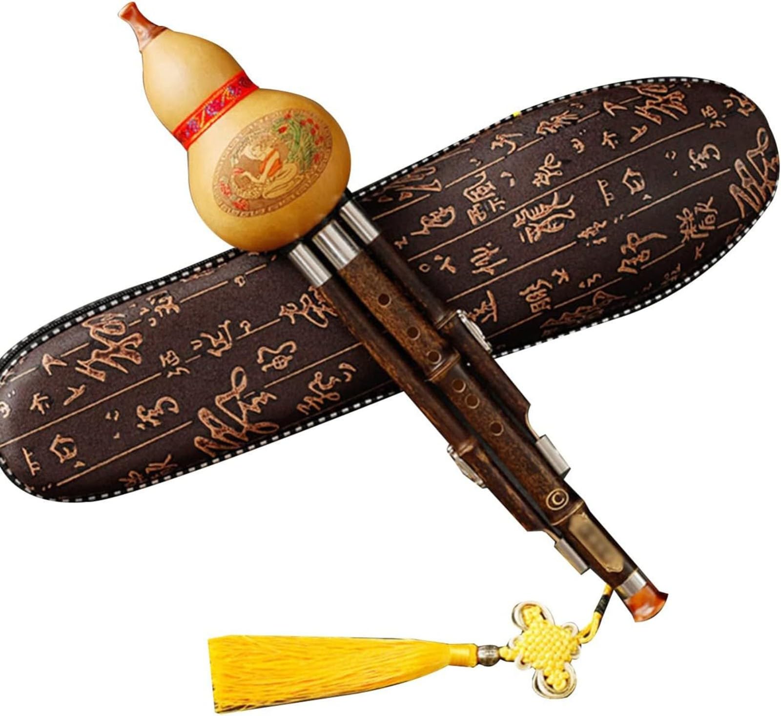 Hulusi bambou chinois Gourd Flute Clé de C avec étui instrument à vent