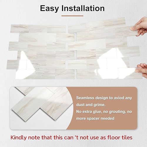 Vista 123 de STICKGOO 10 hojas de azulejos de metro para despegar y pegar, azulejos de pared para salpicaduras de cocina, azulejos de pared de PVC para Pizarra