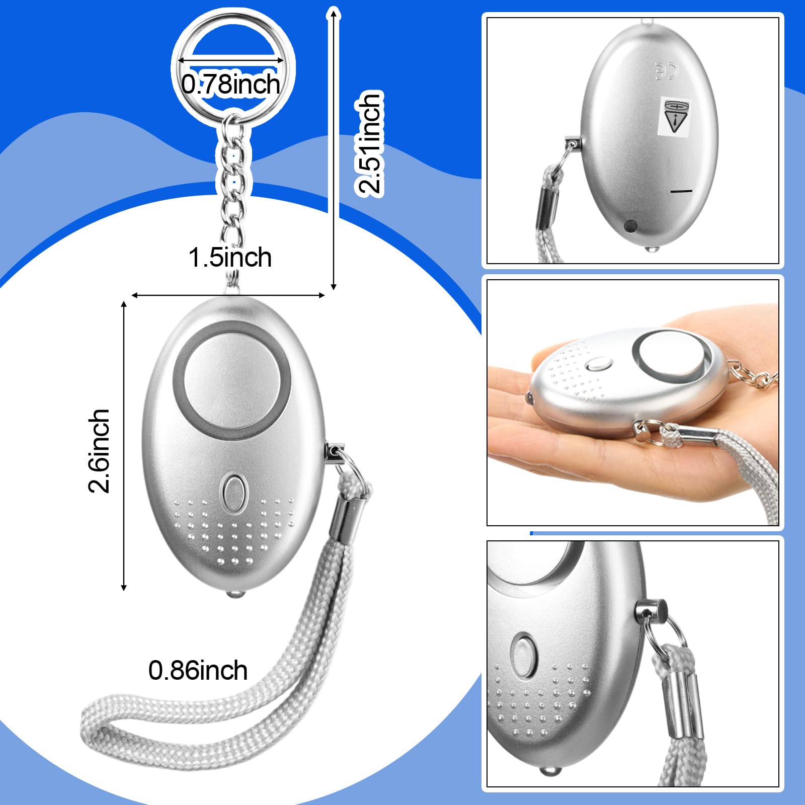 Kanayu Lot de 76 alarmes personnelles en vrac de 130 dB - Alarme de sécurité d'urgence avec lumière LED - Alarme de protection personnelle pour femmes, filles, enfants, personnes âgées (couleur simple
