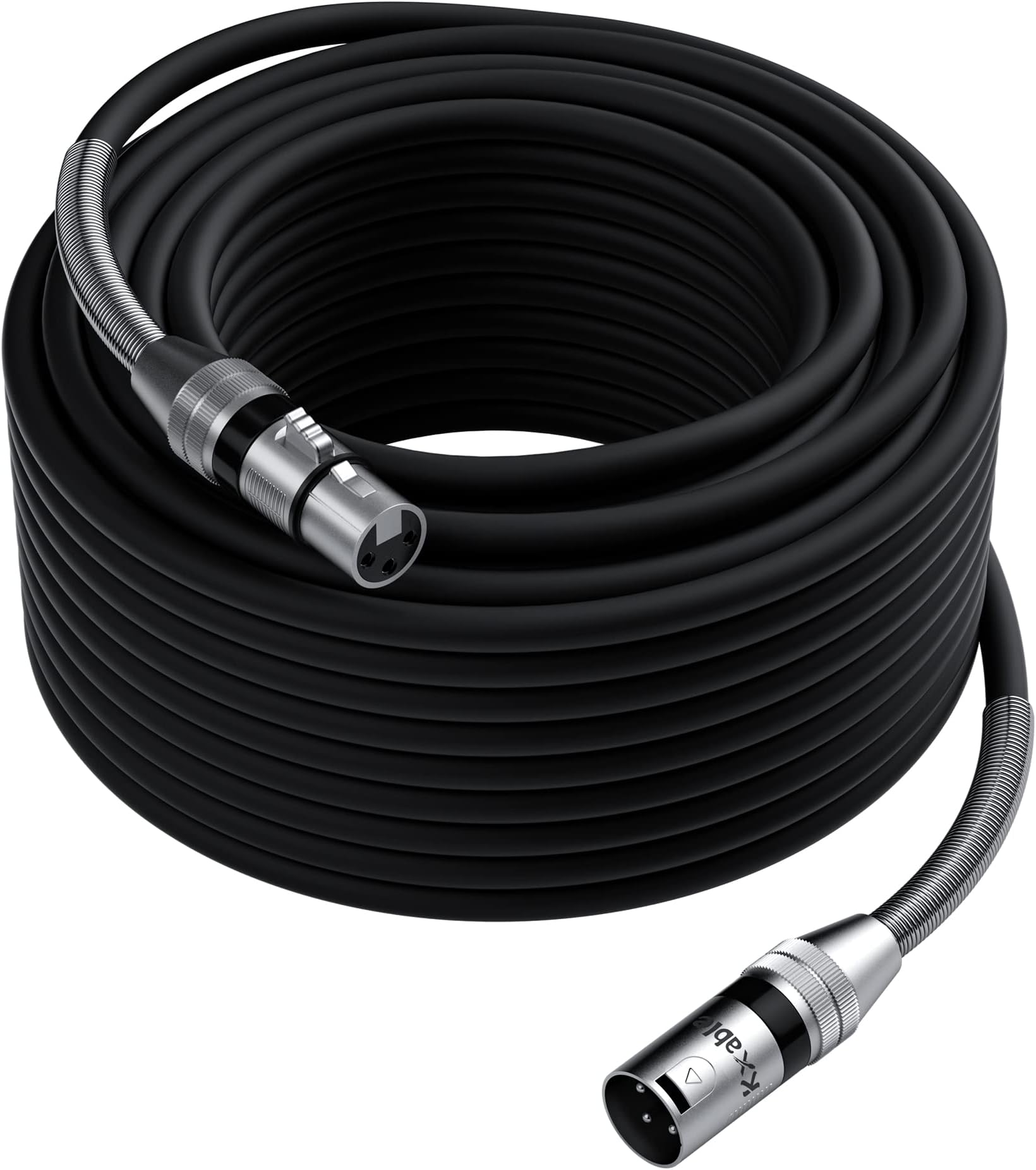 XLR Cable 150 Feet, 22AWG Pure Copper, Zinc Alloy Shells, XLR Male to Female Heavy Duty Cable, 3 Pin Balanced Shielded Microphone Cord, Durable & Flexible XLR Patch Cable, Metal Spring SR-Black