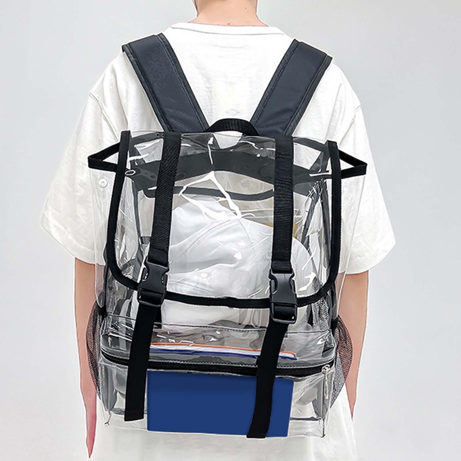 Zaino Scuola Elementare, Zaino Bambino Spallacci Imbottiti, Zaino in PVC Trasparente per Studenti delle scuole Medie e Superiori, Grande capacità, Adatto per Nuoto e Fitness