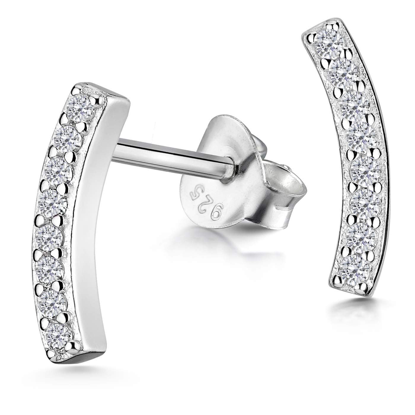 Materia Orecchini Donna Argento 925 A Forma Di Arco Con Zirconi Bianchi – Gioielli Eleganti E Brillanti