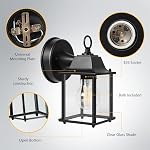 2 Pack Outdoor Wall Light, Exterior Waterproof Wall Sconce Light Fixtures, Black Front Door Wall Lantern with Clear Glass Shade, Aluminum Anti-Rust Porch Lights for Garage, A19 Bulbs Included