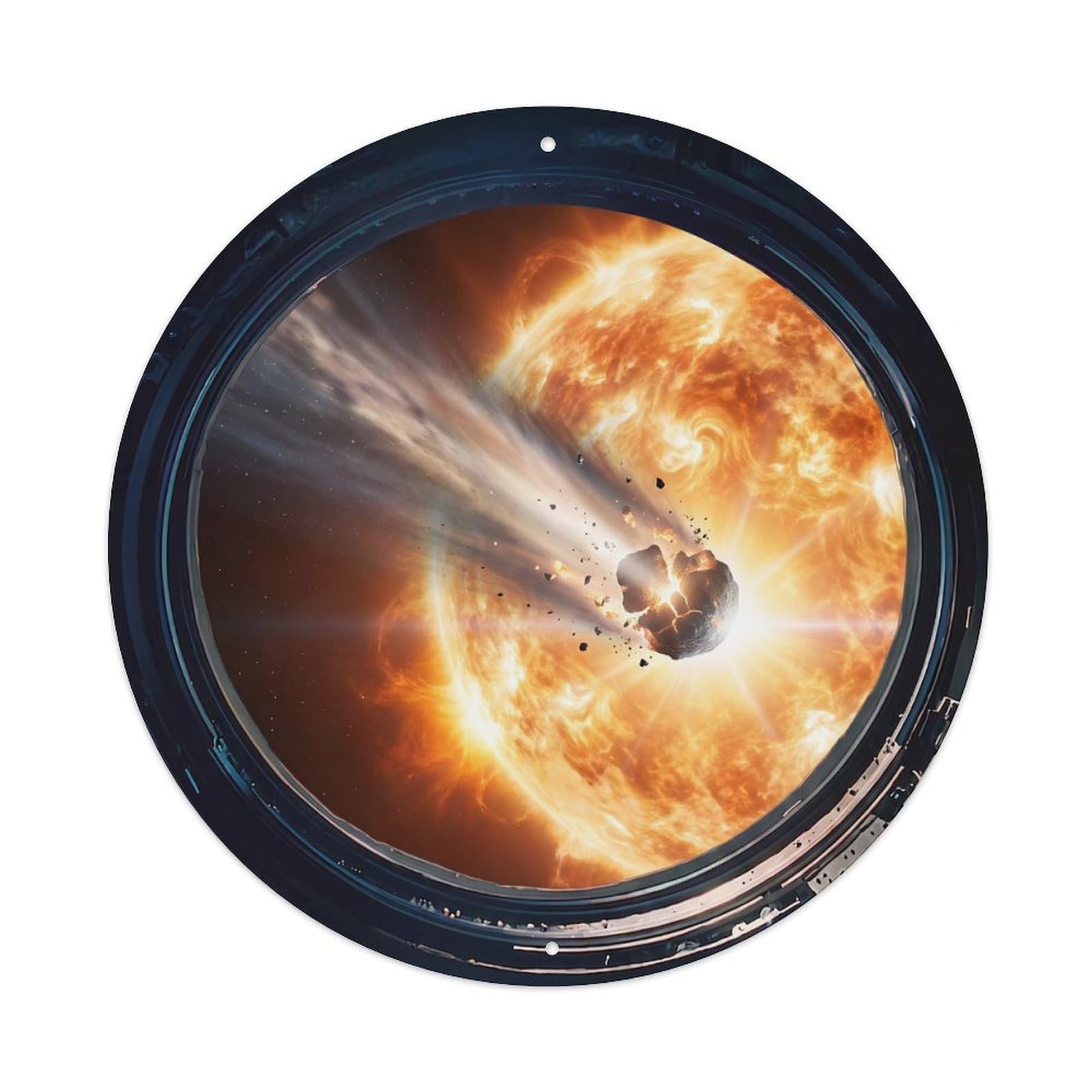 Sungrazing Comet Porthole View Metal Tin Sign