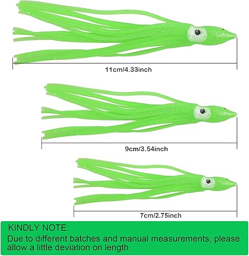 Miniatura 2 de Faldas de calamar de pesca, señuelos de pulpo, señuelos de pesca de plástico suave, cebo de calamar para agua salada, lubina, trucha de salmón