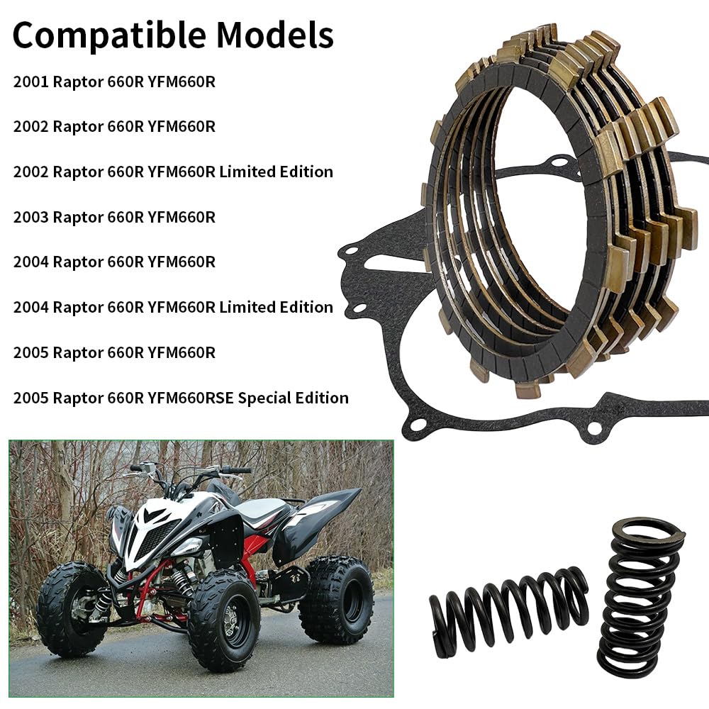 Clutch Friction Plates Kit & Gasket For Yamaha Raptor 660 YFM 660R 2001-2005 - Foto 2