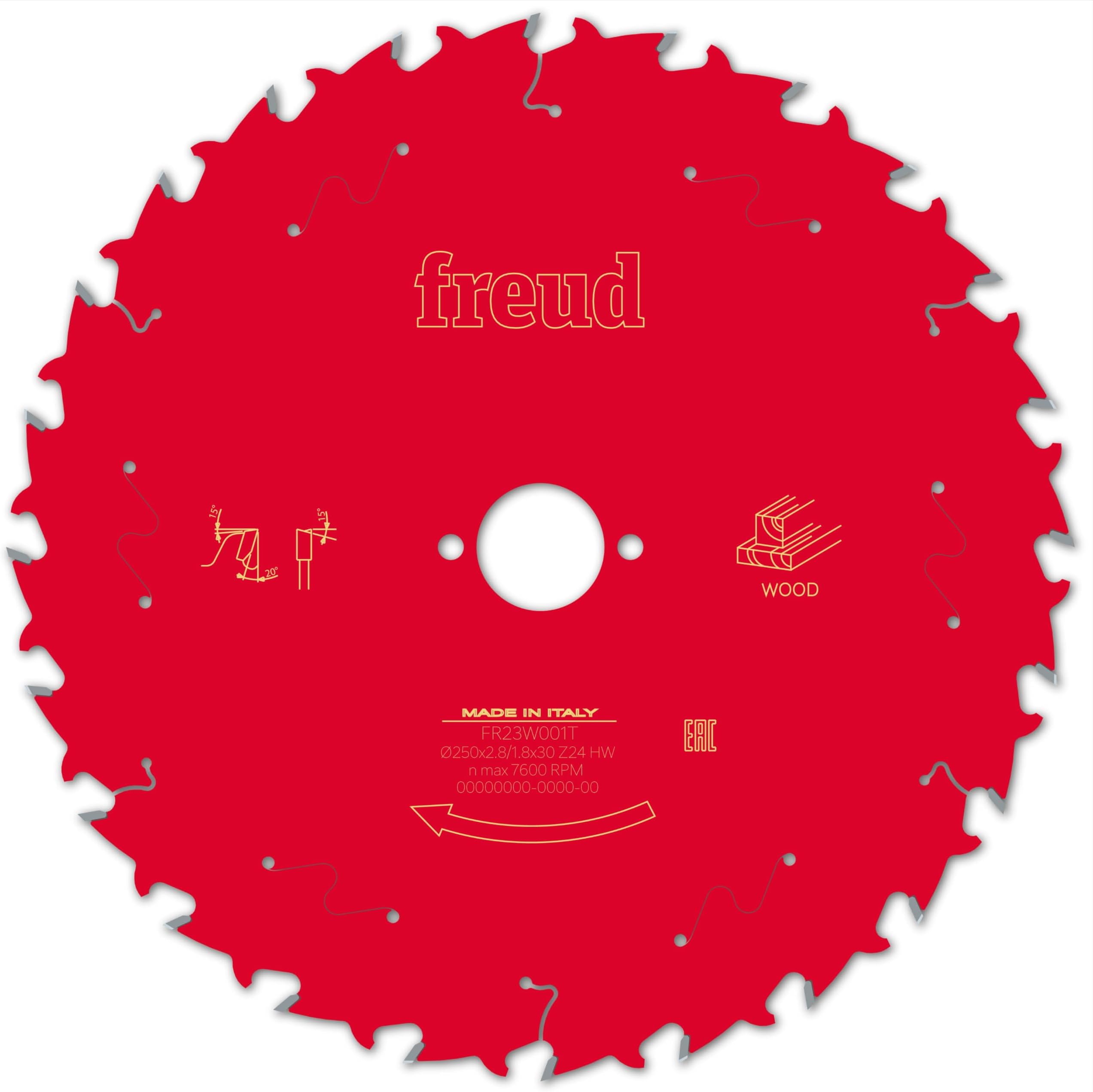FR23W001T Circular Saw Blade for Wood 250 x 30mm x 24T