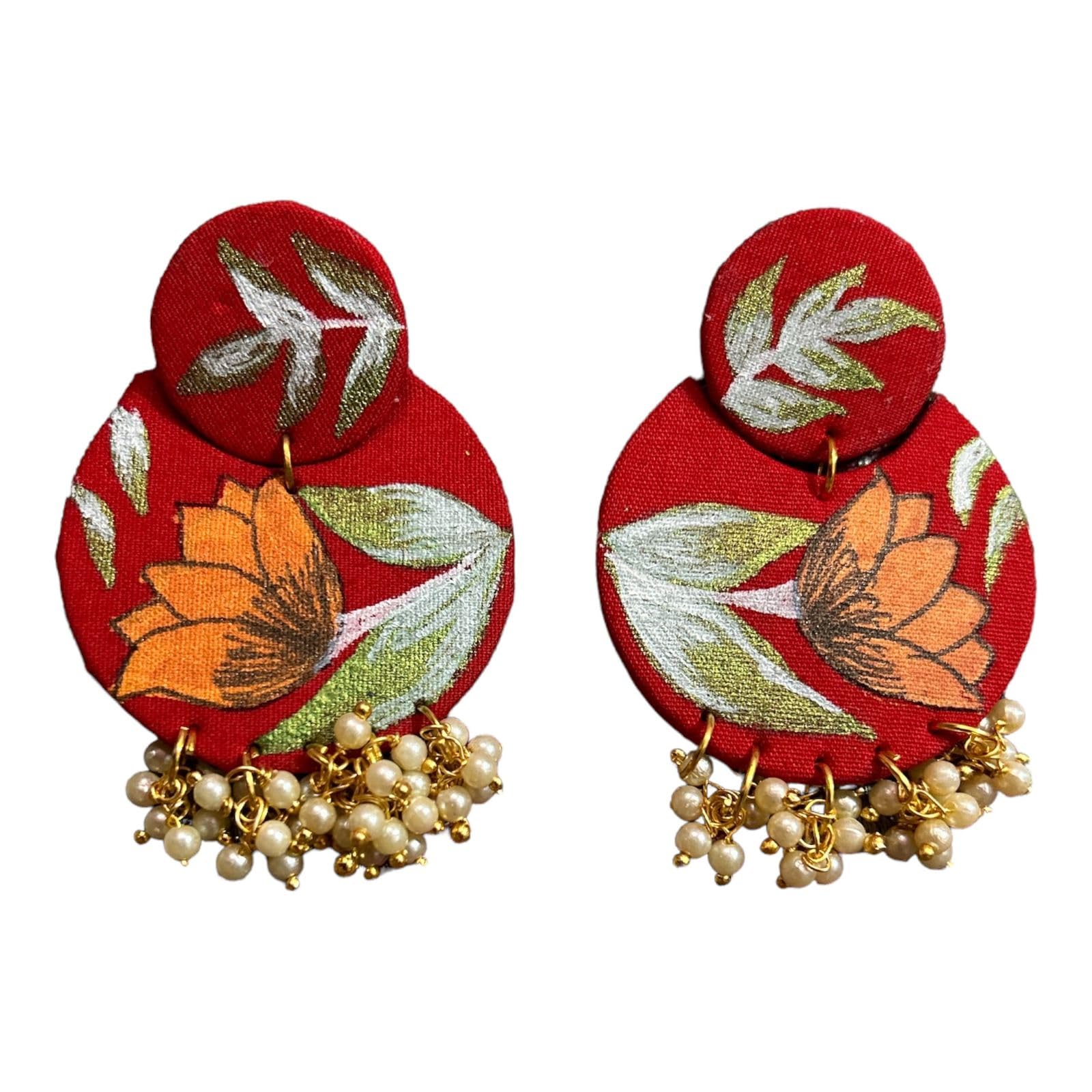 Le bijouxistic Fabric Earrings For Women Girls | Handmade Painted Earrings For Girls | Fabric Red Color Earring for Women (B0D6SQHSC1) Amazon Price History, Amazon Price Tracker