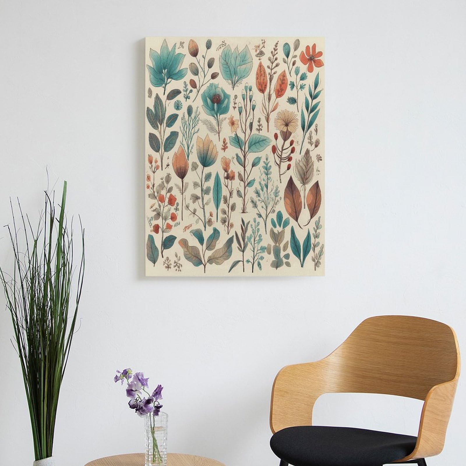 LPAGBCNU Malen nach Zahlen mit Blumen und Blättern, Set für Erwachsene, Anfänger, Erwachsene, Malen nach Zahlen, Kits auf Leinwand, DIY-Acryl-Ölfarben, Malerei mit Pinseln für Geschenk, Heimdekoration
