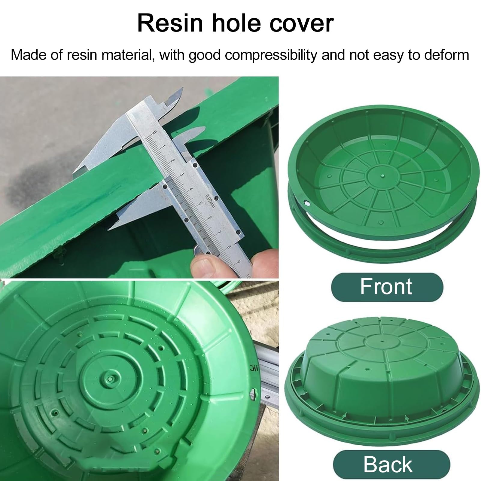 Couvercle De Siphon Encastré pour Gazon, Couvercle De Regard Rond Et Cadre Invisibles, Couvercles De Grand Bassin Encastrés pour Siphon De Jardin(Green-2PCS,60x12cm)