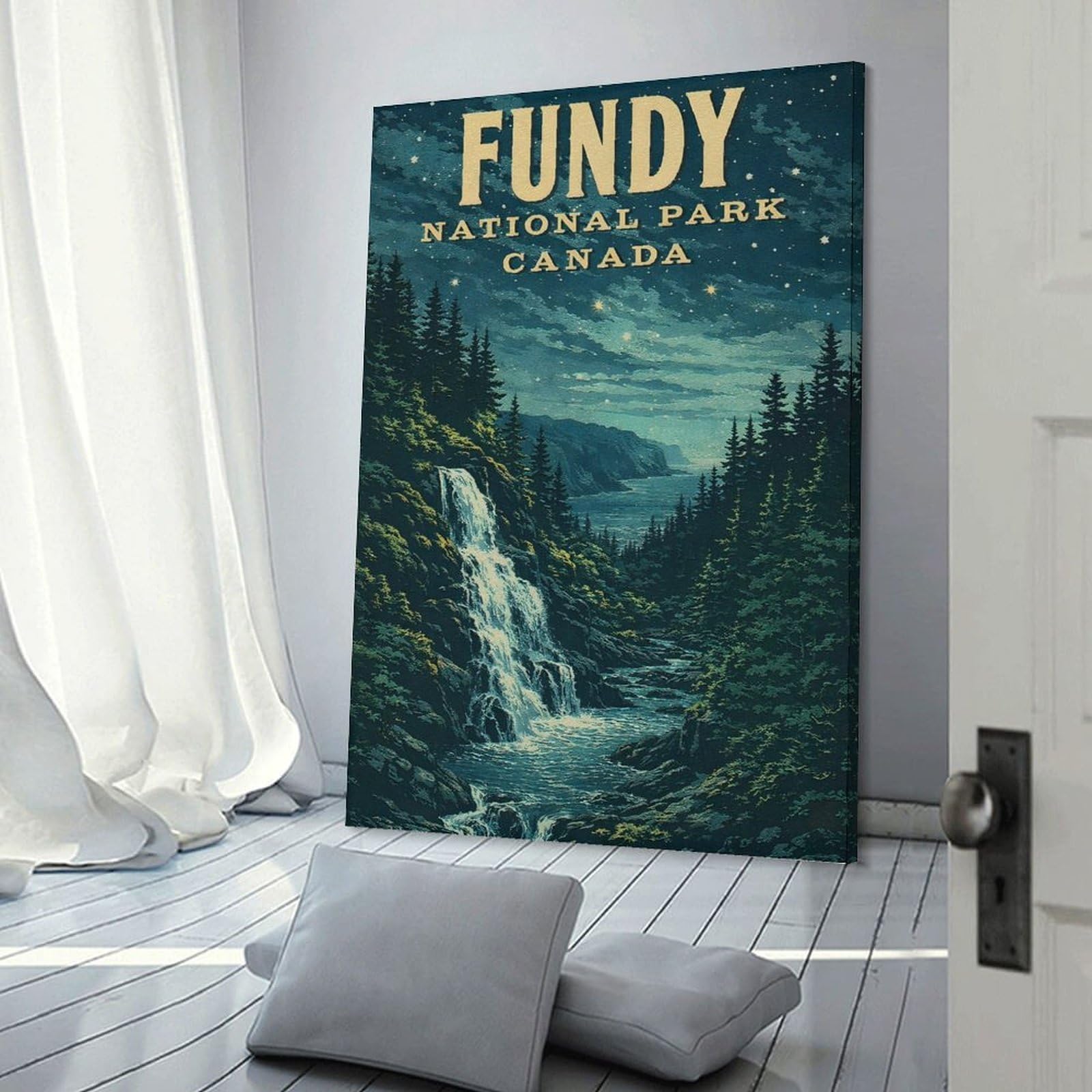 Junmoney Fundy National Park Vintage Wall Art Print, 24x36inch(60x90cm), for Front Hall, Corridor Or Welcome Spaces, Wall Decor to Refresh Empty Corners
