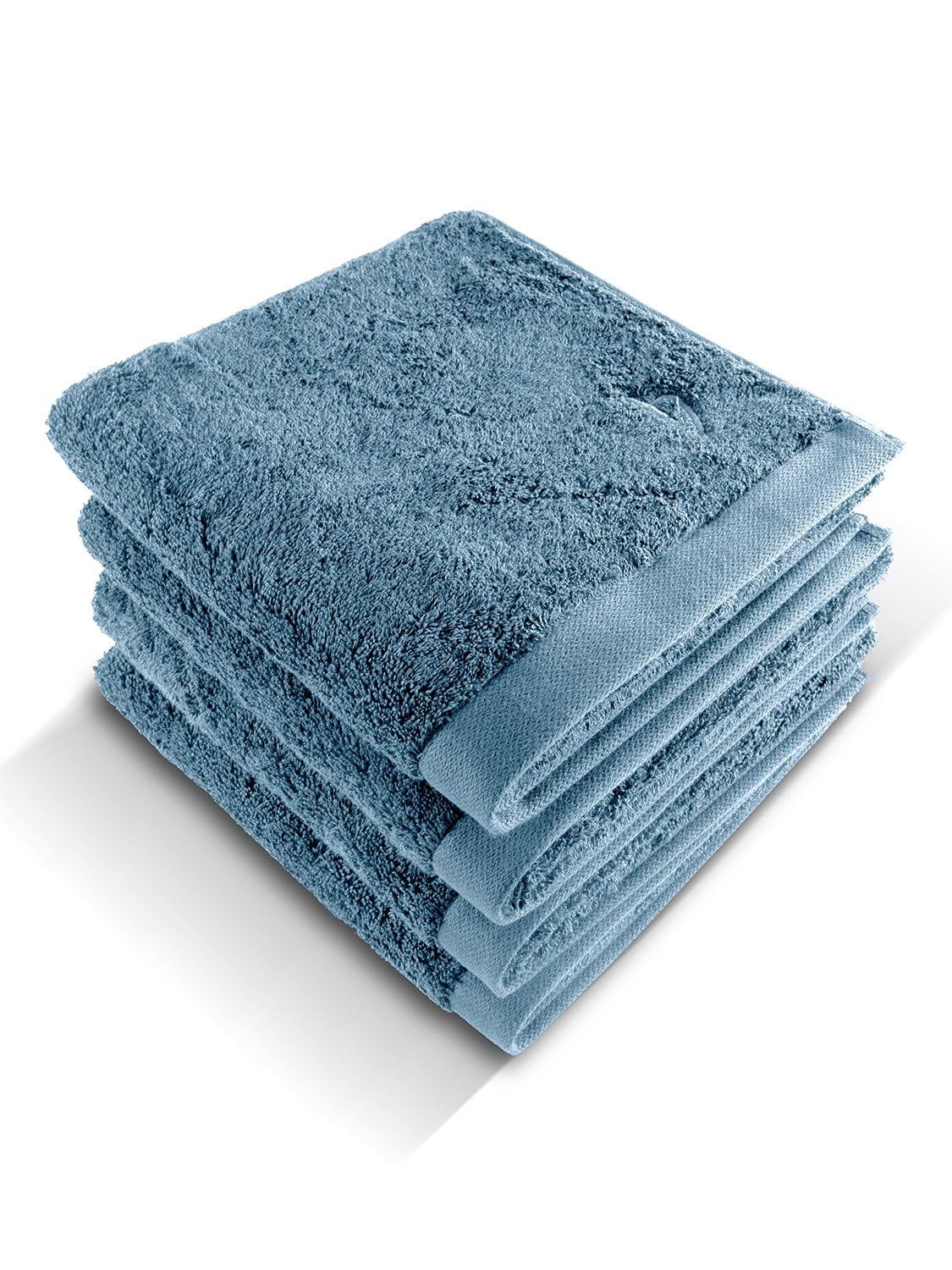 herzbach home Toallas Premium 50 x 100 cm Juego de 4 (Gris-Azul), Suave y húmedo; Toallas absorbentes de la Mejor algodón Natural | Extra suave y absorbente, duradero y fácil de limpiar, con colgador, gramaje de 550 g/m², fabricado en porugal