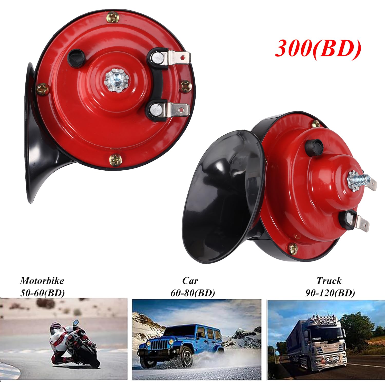 2PCS 300DB Super Loud Car Horns 12V Waterproof Air Horns Replacement Kit Car Air Electric Snail Double Horn — view 5