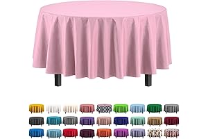 Blush Elegance for Your Gatherings: Exquisite 6-Pack Round Plastic Tablecloths in Delicate...