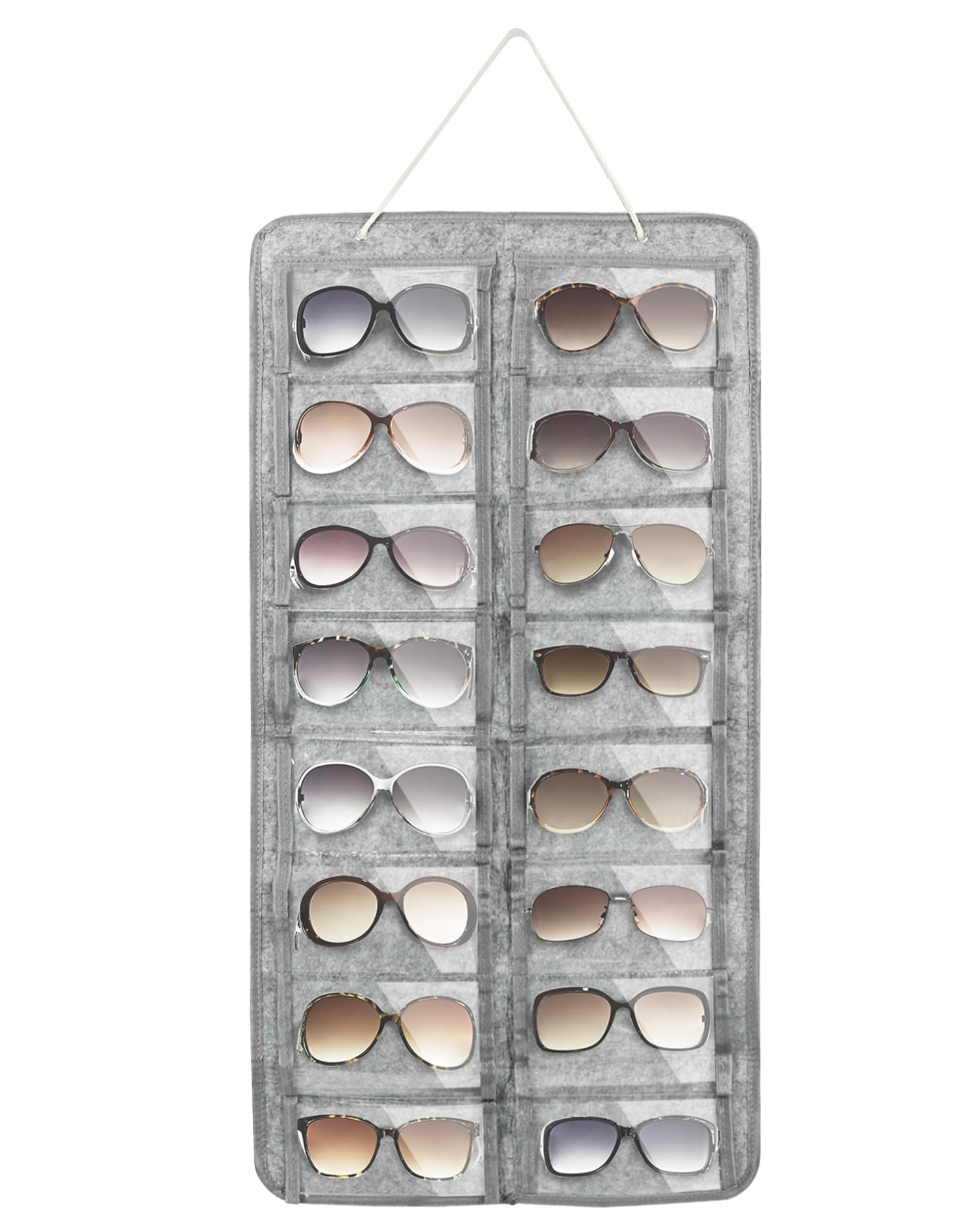 QWORK® organizer na okulary, wisząca torba do przechowywania okularów, 16 przegródek