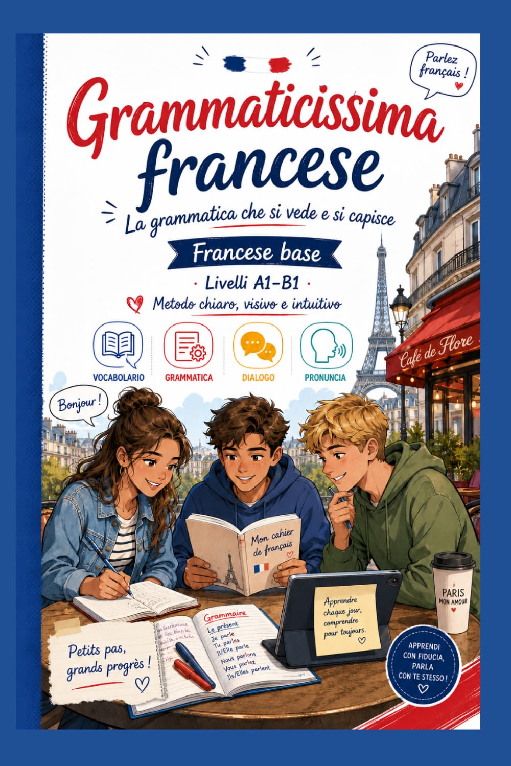 Grammaticissima francese - La grammatica che si vede e si capisce: Livello 1 – Base A1 / A2 iniziale-Metodo inclusivo per DSA e ADHD