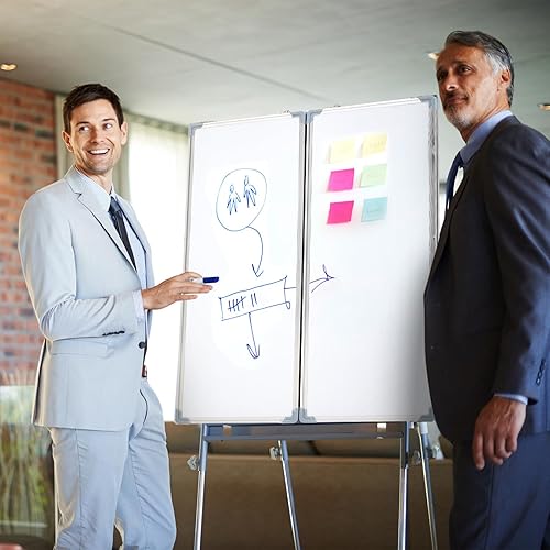 Miniatura 6 de Pizarra blanca plegable de 40 x 60 pulgadas, pizarra blanca plegable de borrado en seco, pizarra magnética de borrado en seco, marco de aluminio de