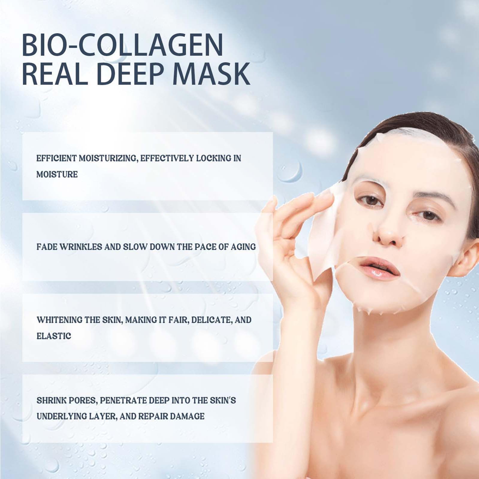 Maschera Vera Profonda al bio-collagene, Maschera proteica idratante e rassodante Profonda, Maschera Lifting Antirughe al collagene Profondo, migliora l'elasticità della Pelle