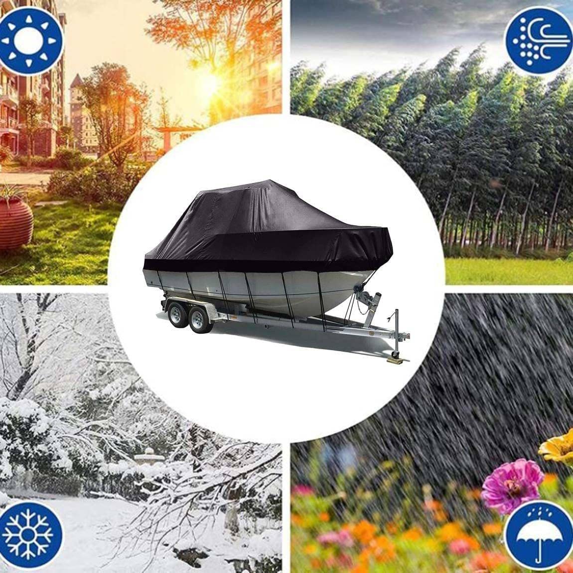 Amazon | 210Dトレーラー式ボートカバー、11フィート-21フィートボート