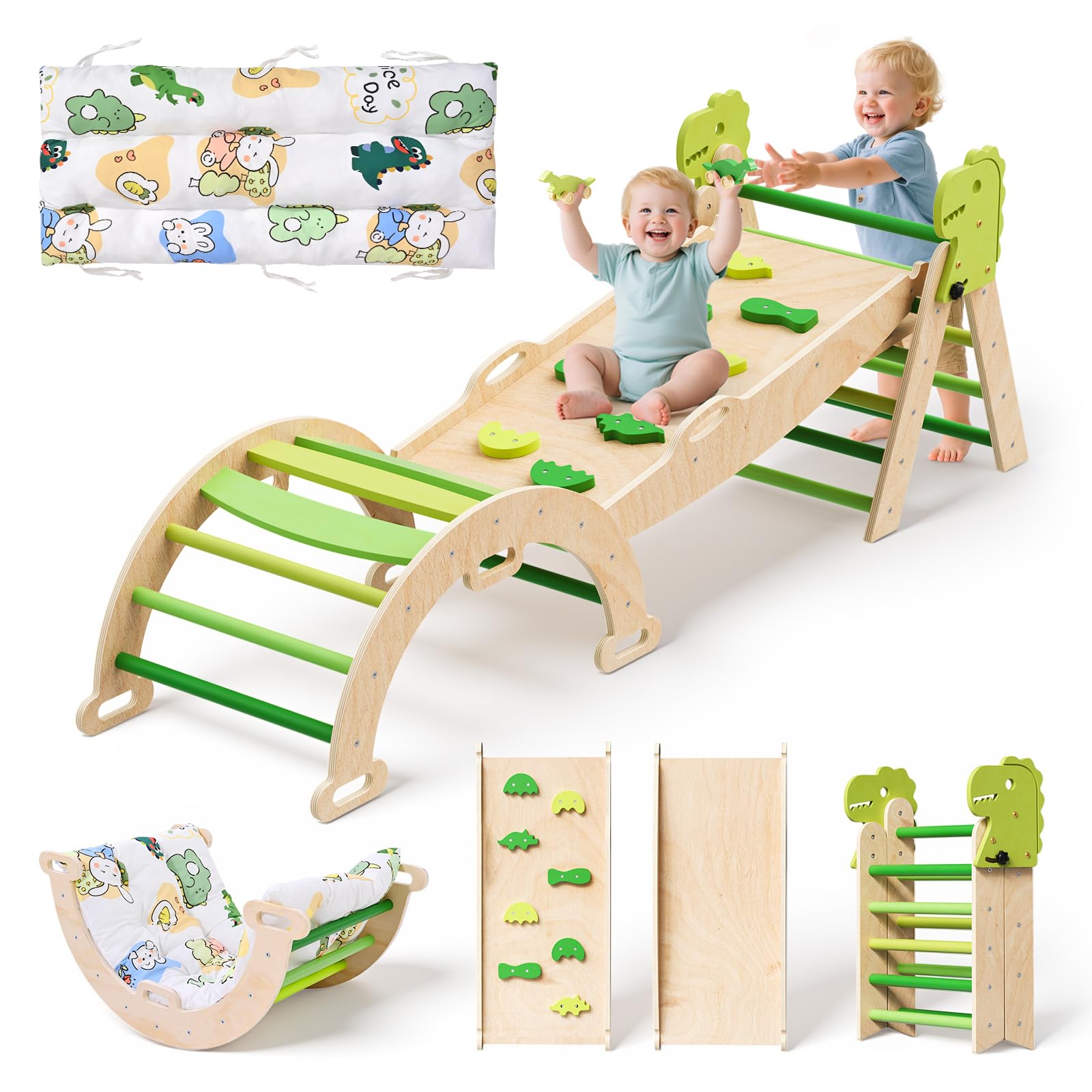 9 in 1 Parcours motricité Enfant,25 Ans de mises à Niveau, Structure d'escalade pour bébé, Aire de Jeux intérieure Montessori, Ensemble d'escalade d'intérieur avec Coussin Doux Lavable