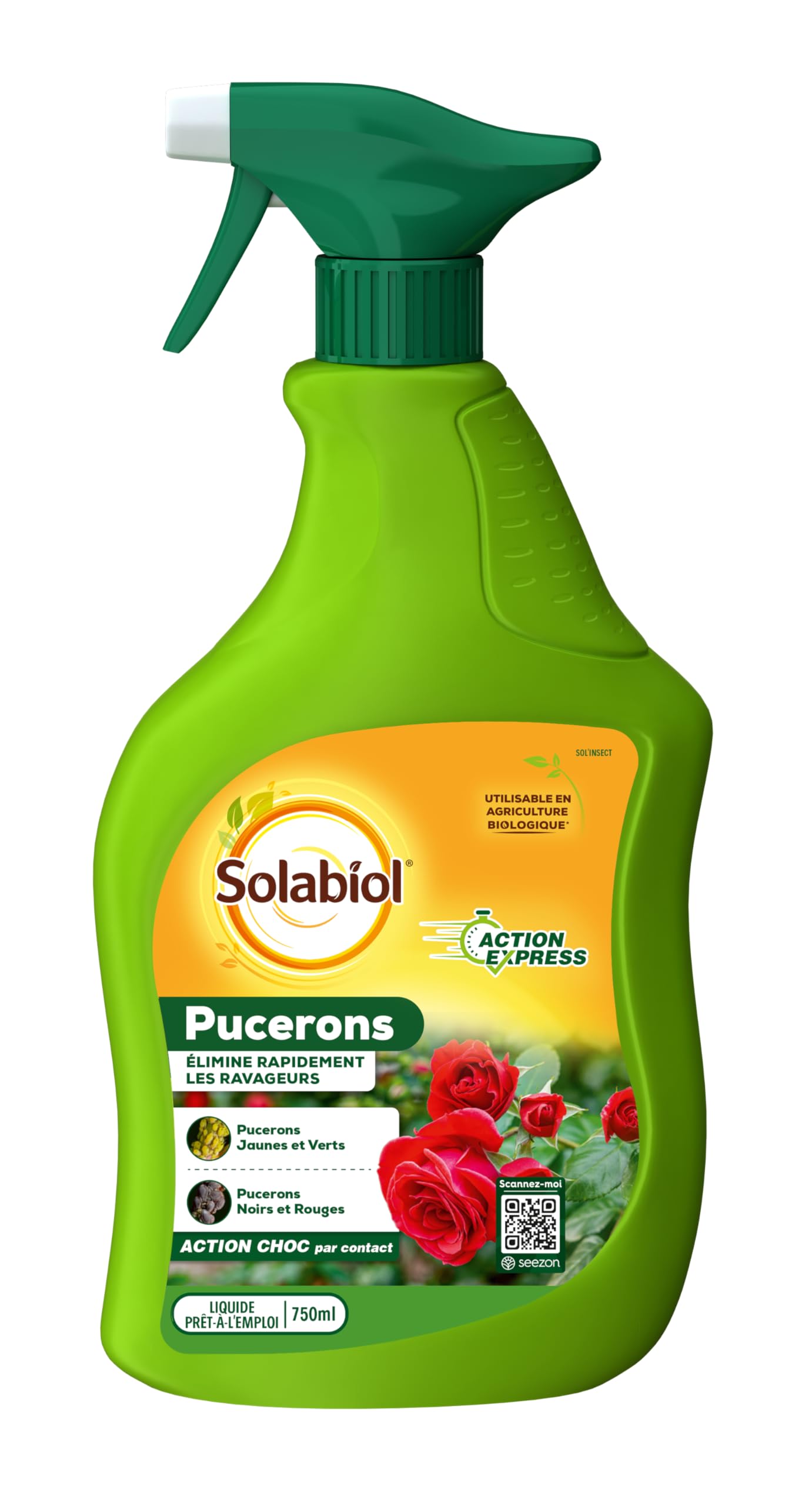 SOLABIOL Anti Pucerons - Pulvérisateur - Prêt A L'emploi - 750ml - Action Rapide - Agit Par Contact - Plantes D'Intérieur & D'Extérieur SOPUCPAL750N