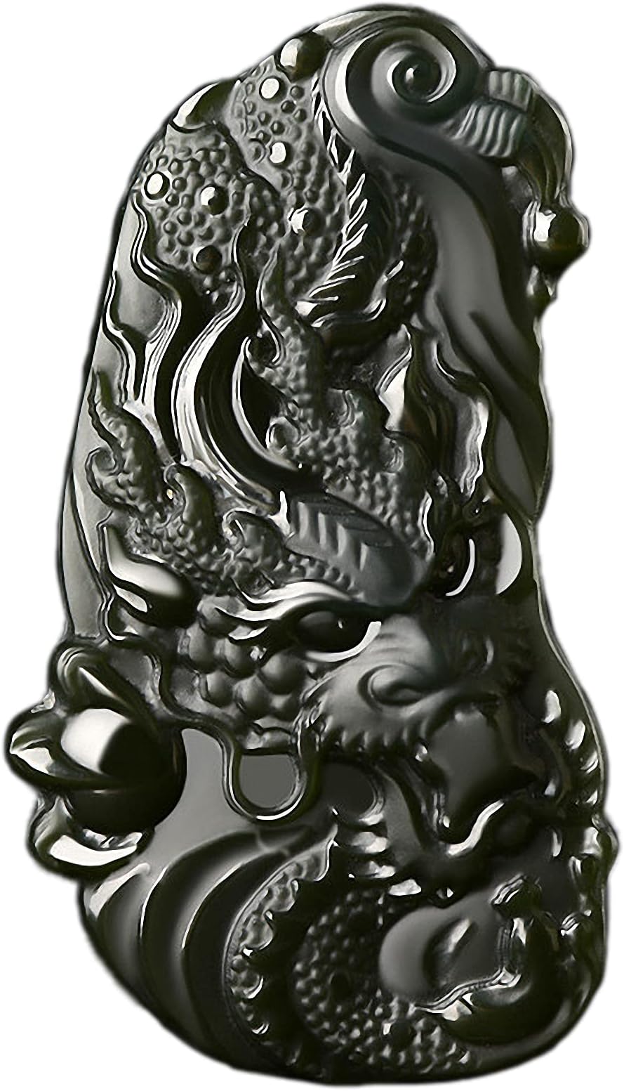 China Natural Hetian Green Jade Premium Nephrite Carved Pendant Amulet (Dragon 3#)