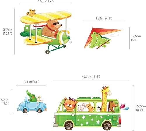 Miniatura 6 de Decowall dat-1806p1506C Animal transporta y biplanos con ala pegatinas de pared niños pegatinas de pared Adhesivos de pared despegar y pegar