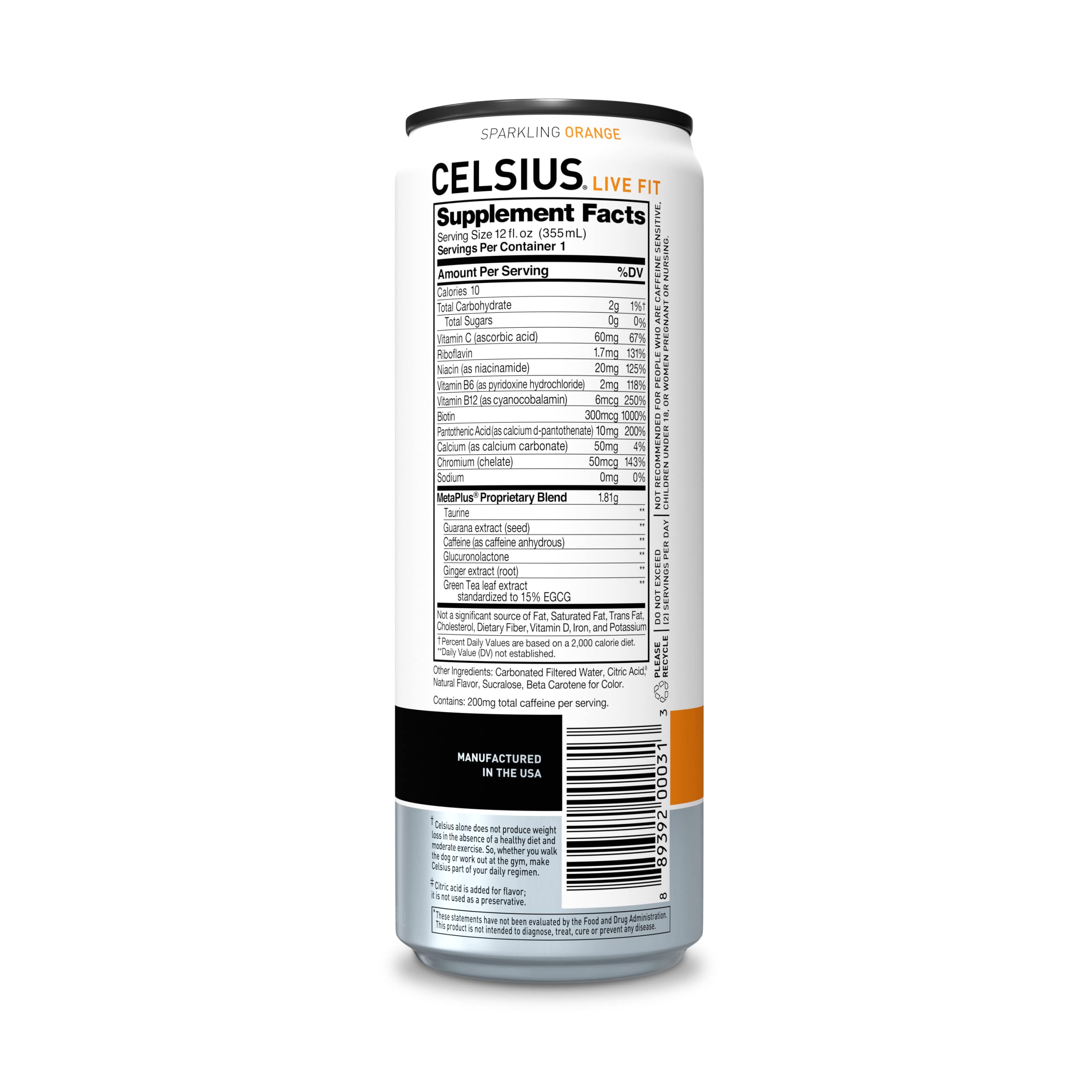 CELSIUS Essential Energy Drink 12 Fl Oz, Sparkling Orange (Pack of 12