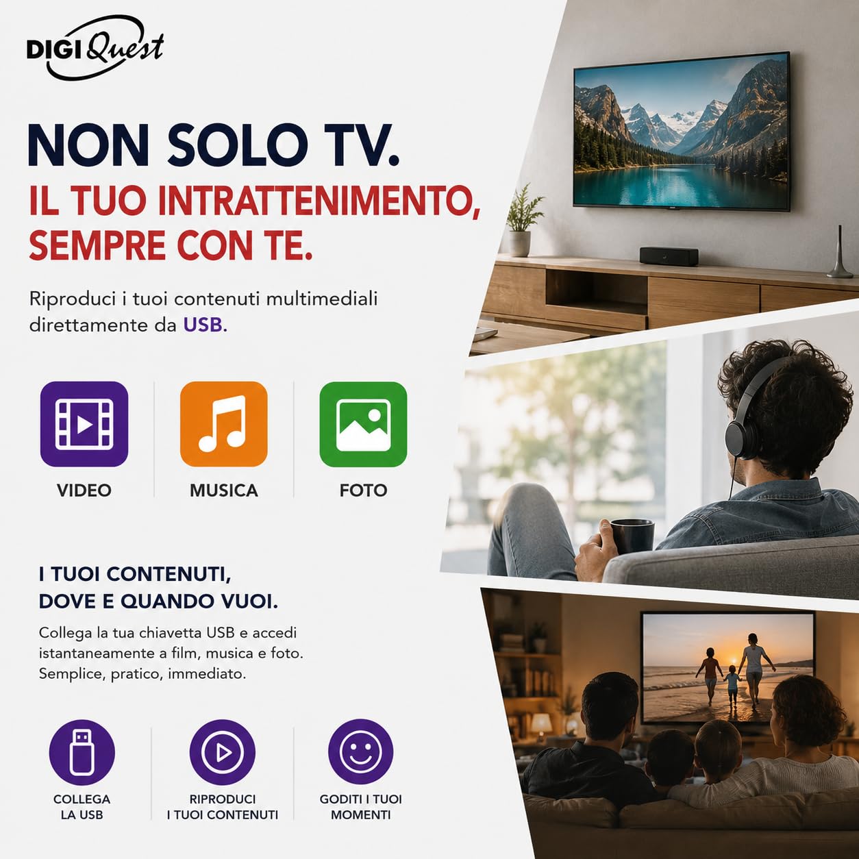 DigiQuest Récepteur HDTV numérique DVB-T/T2 HEVC H.265 HDMI, péritel, œil Infrarouge, USB 2.0