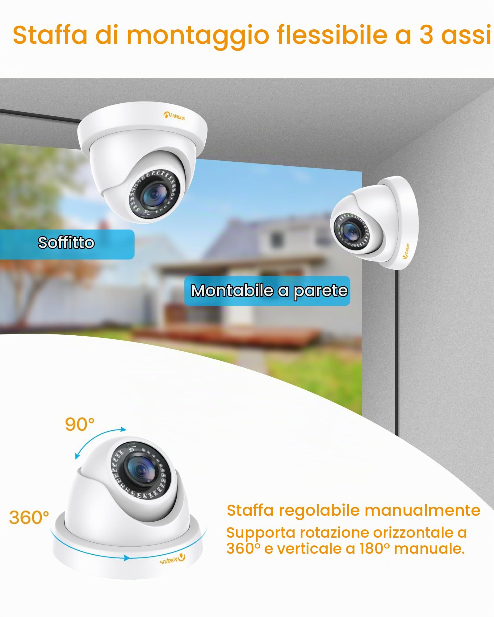 Anlapus 4pcs 1080P Telecamera di Sorveglianza per DVR Kit Videosorveglianza, 20M Visione Notturna, Bianco