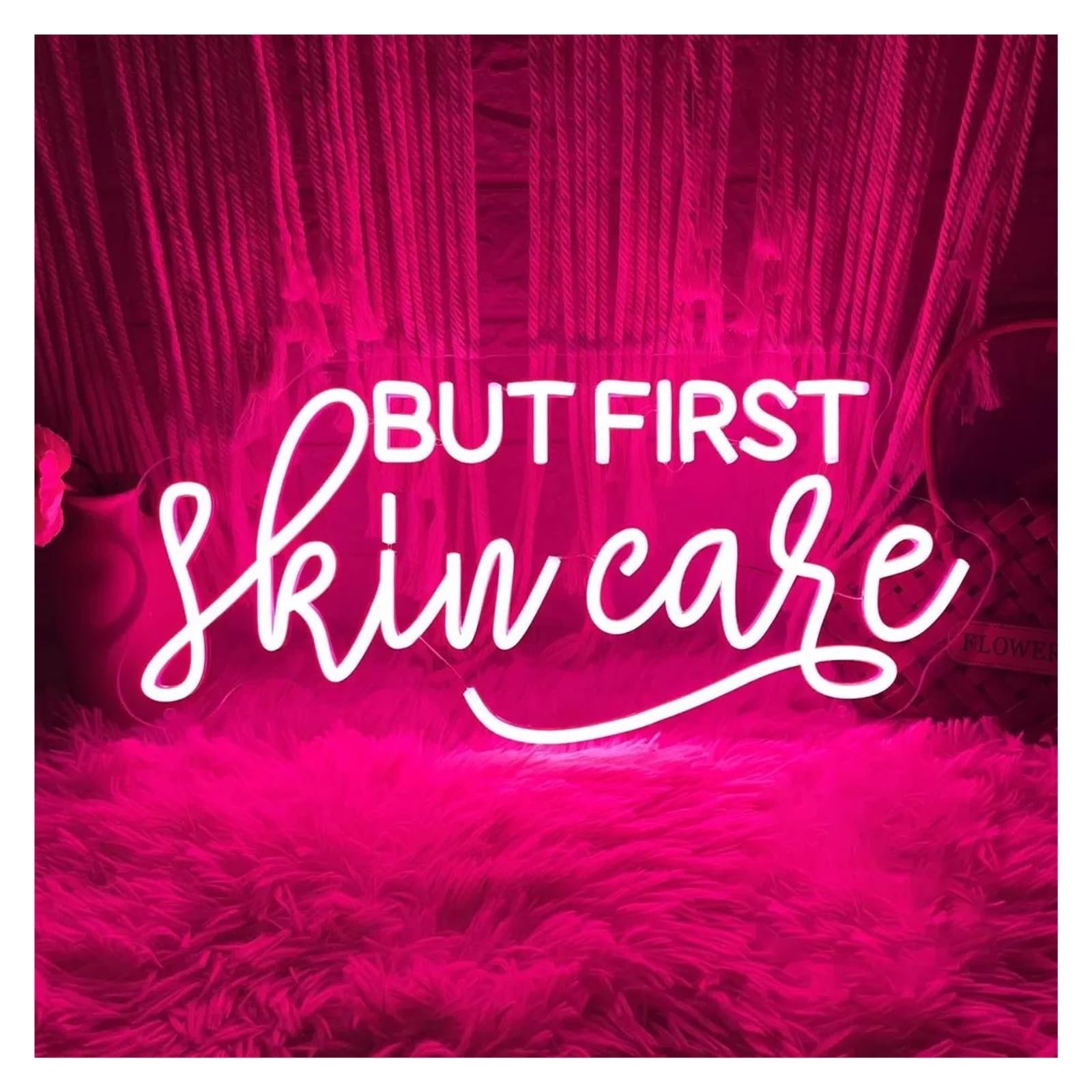 SHOUXI Sign Lamp But First Skin Care Neon Sign Beauty Salon Room Decor Room Spa Studio Wall Decor Business 50cm(A)
