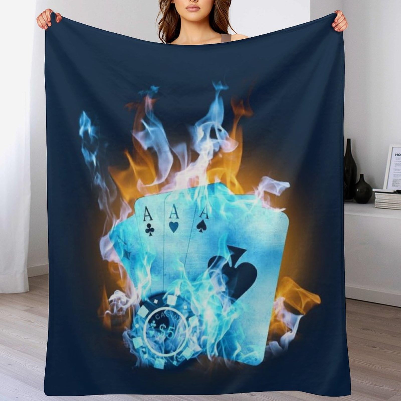 Couverture poker anti-froid en flannel douce lavable en machine pour le voyage