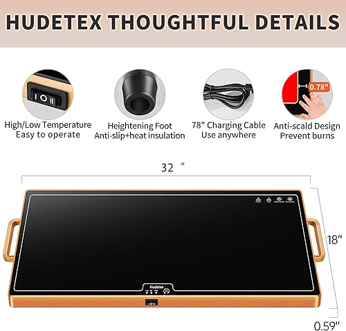 Miniatura 2 de Tapete de calentamiento para alimentos (XXL32 x 18), bandejas de calentamiento para bufés, fiestas y uso diario, calentador de alimentos con control