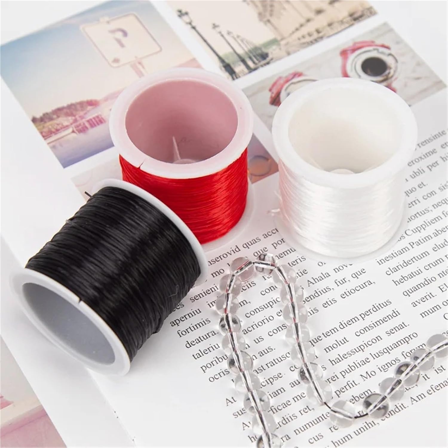 Elastic String for Bracelets 35M 0.8mm Spandex Jewelry Thread Stretch Elastic Beads Cord Crystal String Line for Jewelry Making Beading Bracelets DIY Rope(White)
