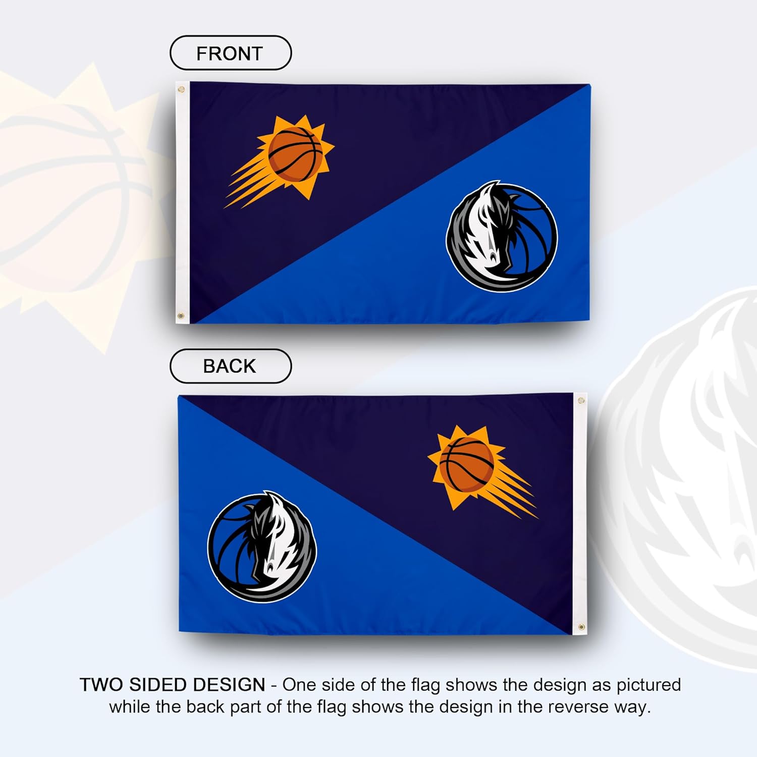 Desert Cactus Phoenix Suns x Dallas Mavericks Flag - 3 x 5 Feet NBA Banner, Indoor/Outdoor Durable Fabric, 100% Polyester Design (House Rivals) - Image 2