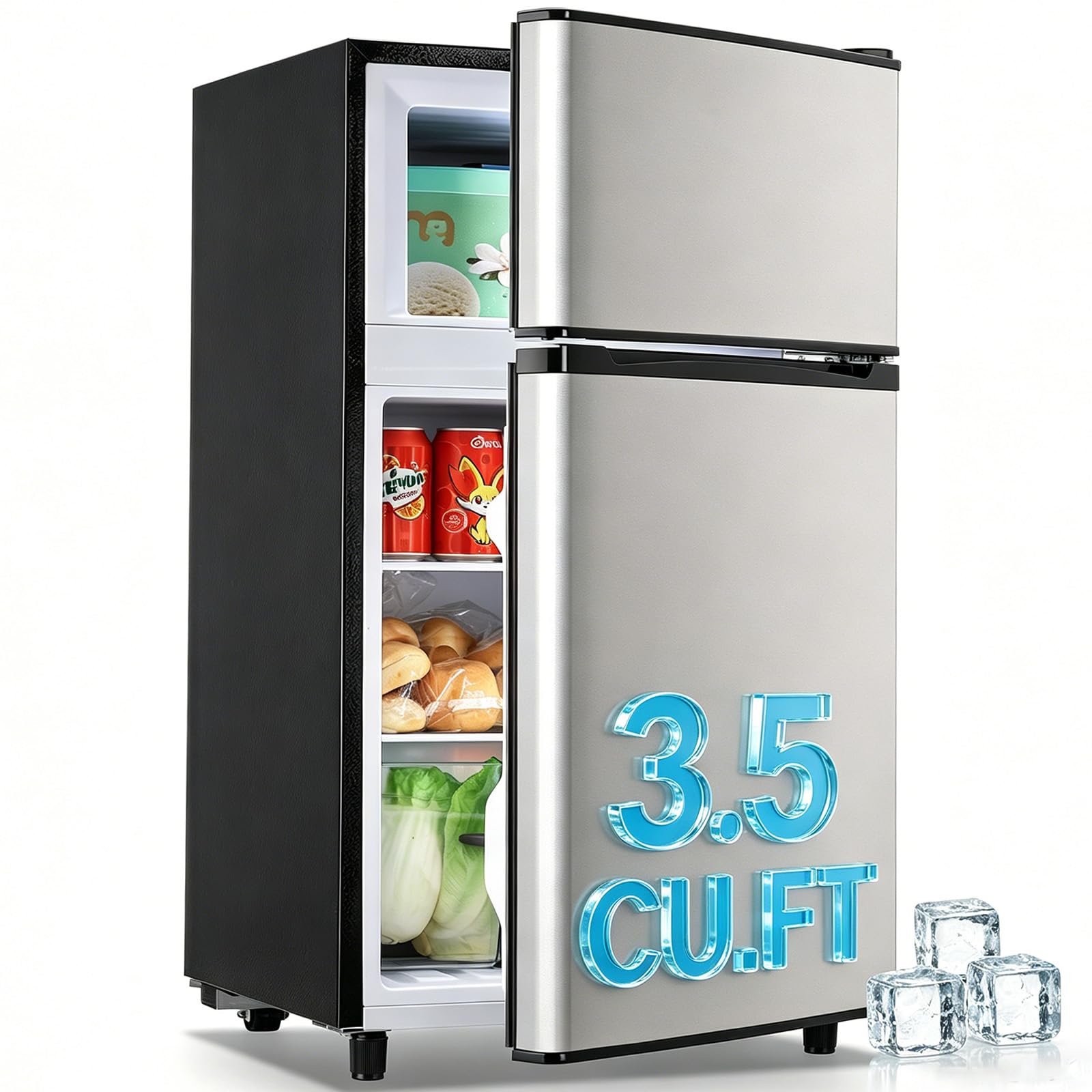 WANAI 3.5 Cu.Ft Double Door Refrigerator