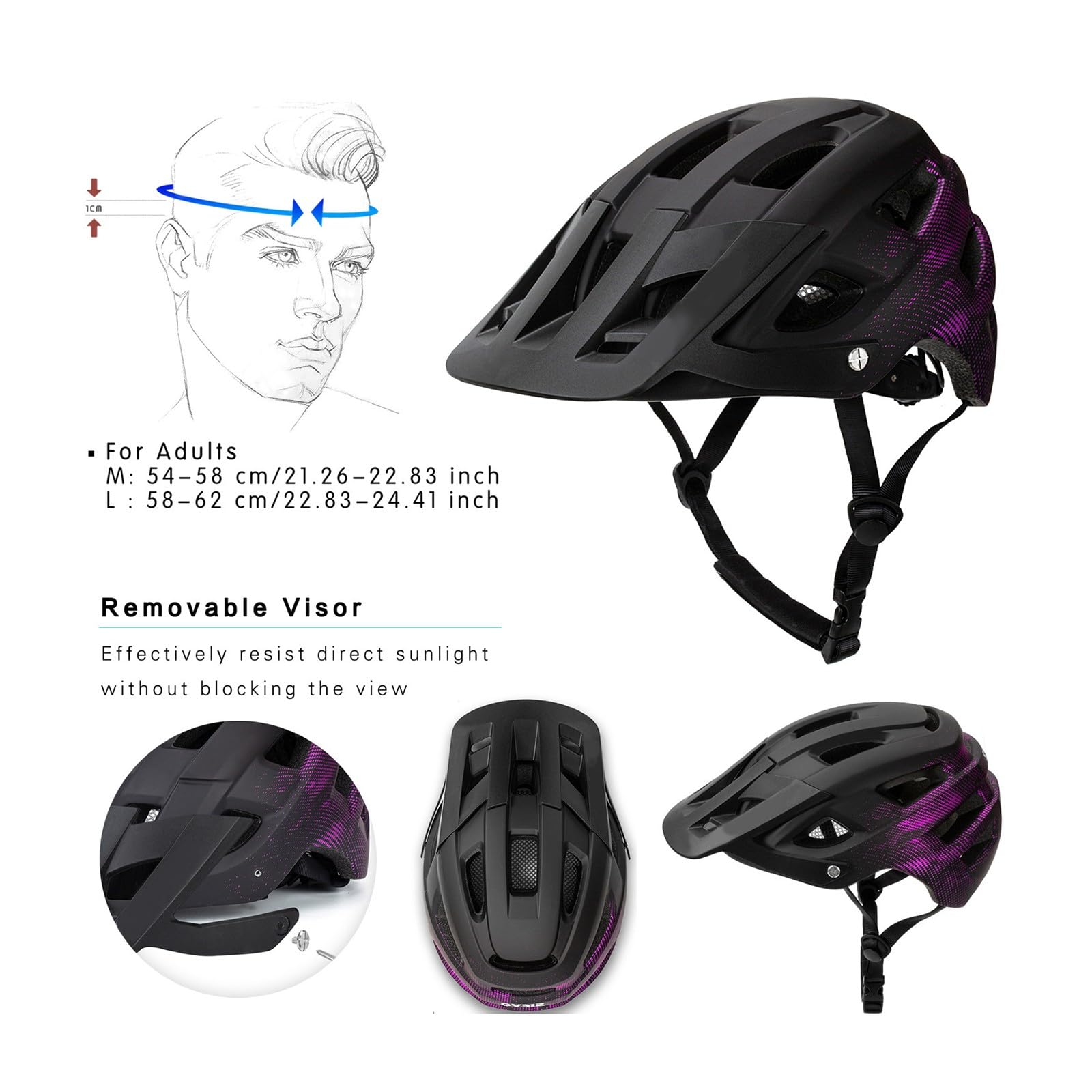 Casque Vélo Léger Adulte – Coque PC + Mousse EPS, 19 Aérations, Réglable 58-62 Cm, Pour Homme Et Femme