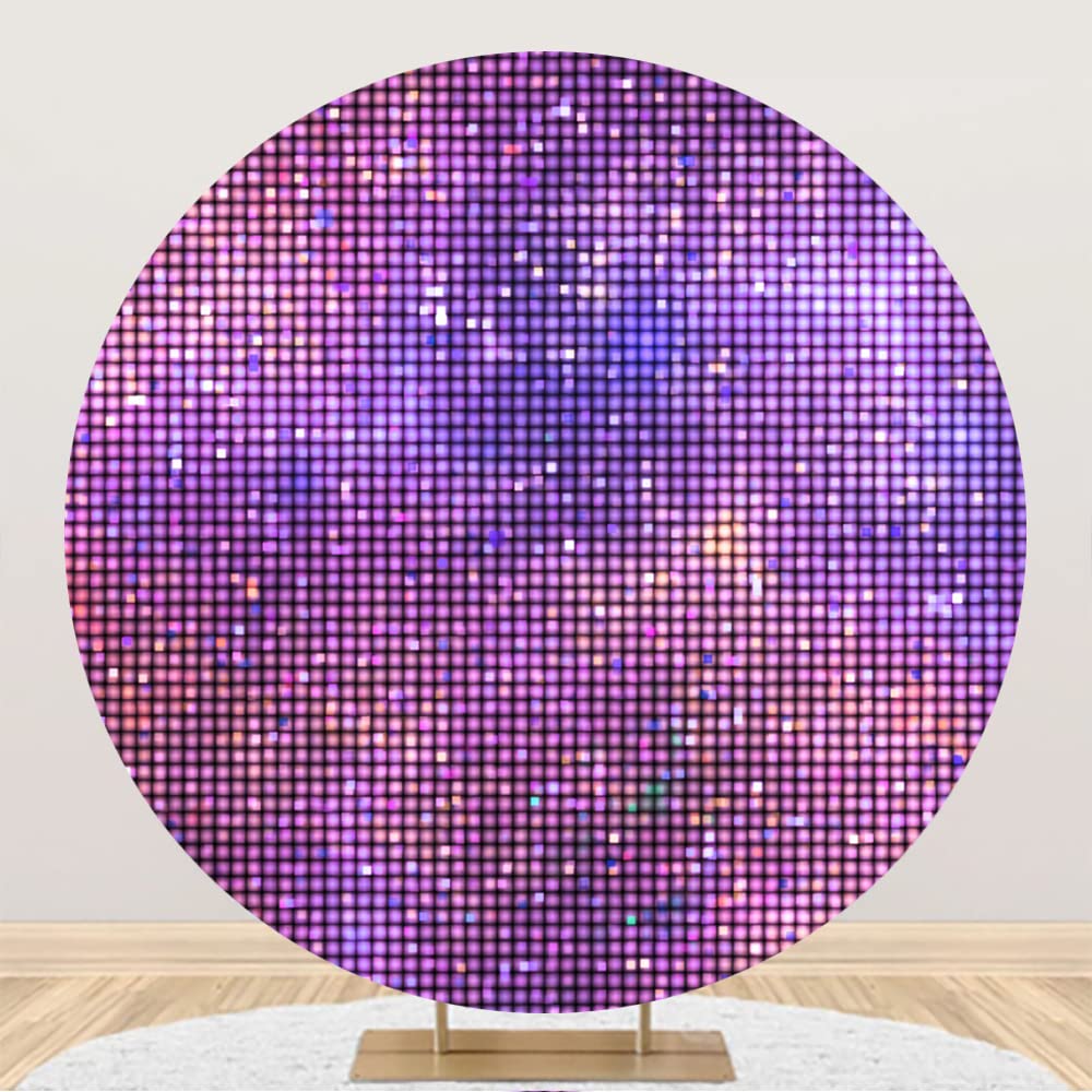 Aoihrraan 200cm Diametro Scintillio Viola Rotondo Fotografia Sfondo Brillante Paillettes Glitter Parete Fondale Baby Shower Compleanno Nozze Natale Festa Bambino Porträt Fotostudio Requisiten